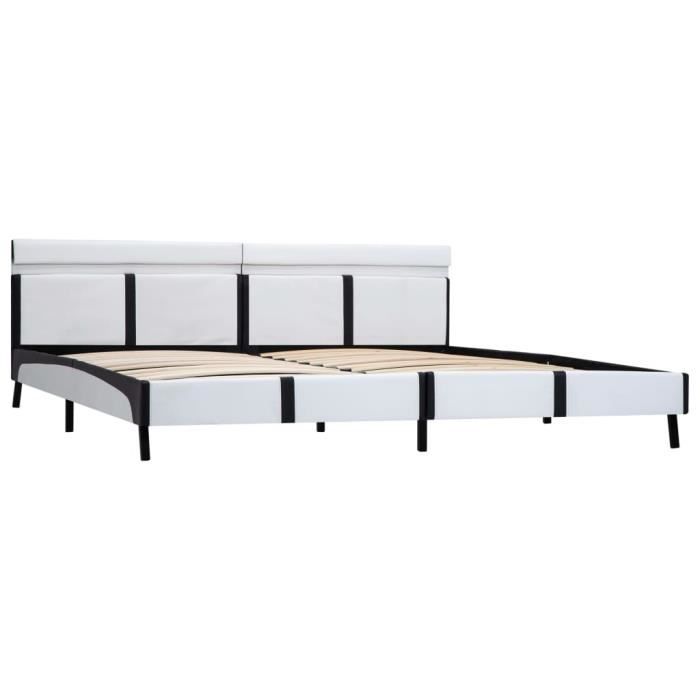 Cadre de lit - vidaXL - Similicuir - 180 x 200 cm - Blanc - LED intégré - 1 place