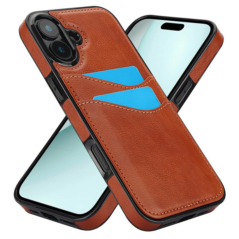 For iPhone 16 Case Card Slot Slim-Fit PU+TPU Mobile Cover