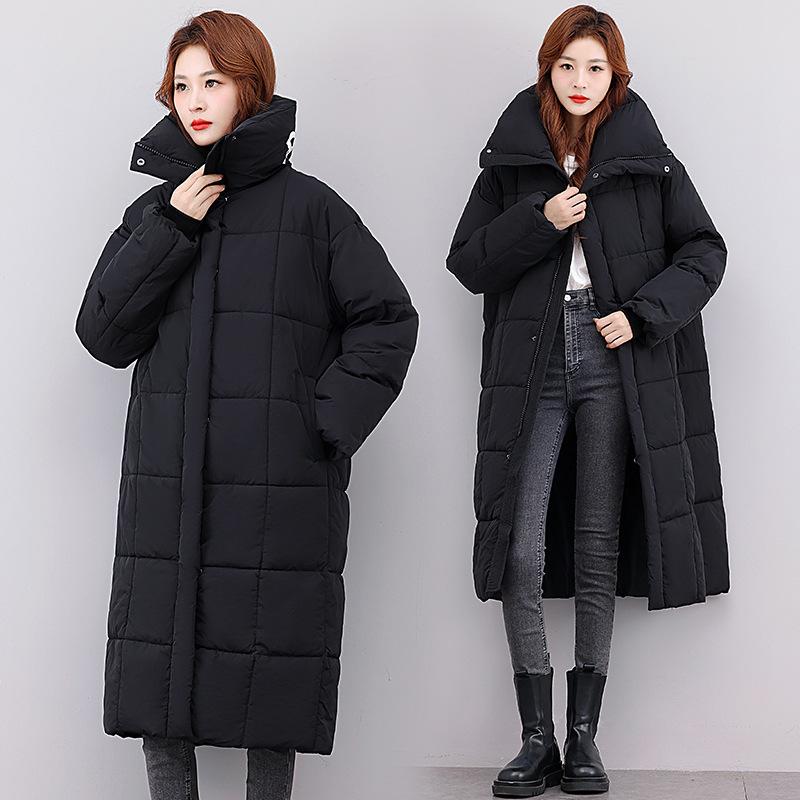 Long Cotton-padded Jacket Coat Winter New Loose Casual Warm Long Collar Coat Clip.