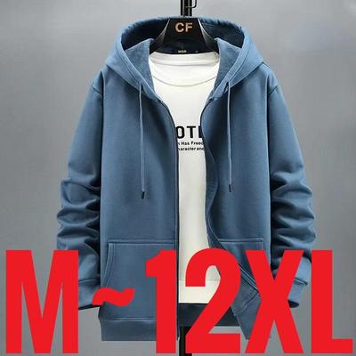 Felpa con cappuccio taglia grande da uomo, manica lunga, felpa da uomo con zip, ampia, in cotone foderato in pile, top casual con cerniera, grande, per grassi, taglie forti fino a 10XL 12XL