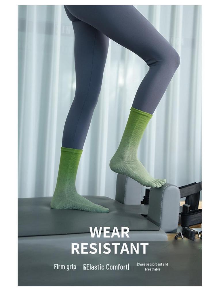 Verlaufende Rutschfeste Wadenlange Zehenspreizer Yoga Socken - Herbst/Winter Schweißabsorbierend Sportlicher Stil.