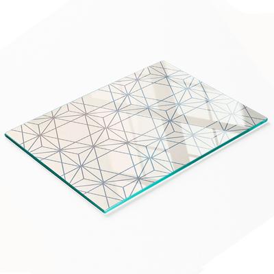 Tempered Glass Kitchen Backsplash with Geometric Figures Graphic 80X52 Cm