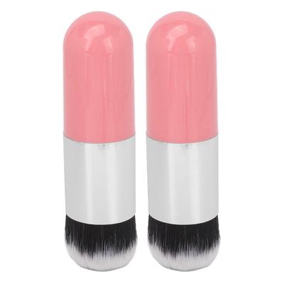 2 STÜCKE Foundation Pinsel Entzückender Pausbäckiger Tragbarer Make-up Pinsel Weiches Kosmetikwerkzeug Rosa Silber