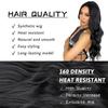 MERISIHAIR Long Black Wavy Wig for Women 26 Inch Long Curly Wig Natural Looking Synthetic Heat Resistant Fiber Black Wig for Daily Party Use