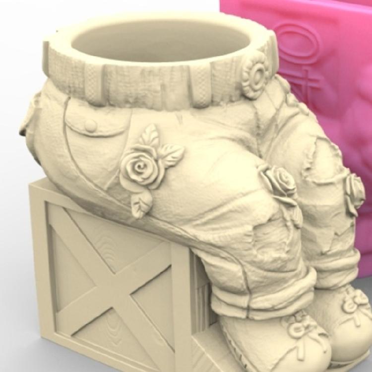 Flower Pots Silicone Mold Pants Shaped Vase Candle Pen Holder Mould Decorations