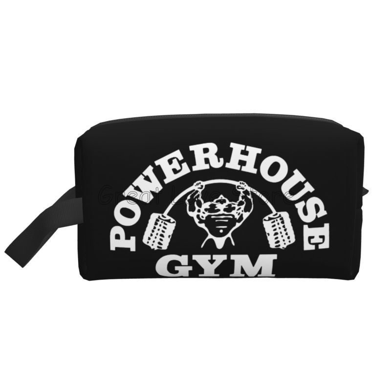 Kawaii Powerhouse Gym Travel Toiletry Bag Women Bodybuilding Fitness Muscle Makeup Cosmetic Organizer Beauty Storage Dopp Kit