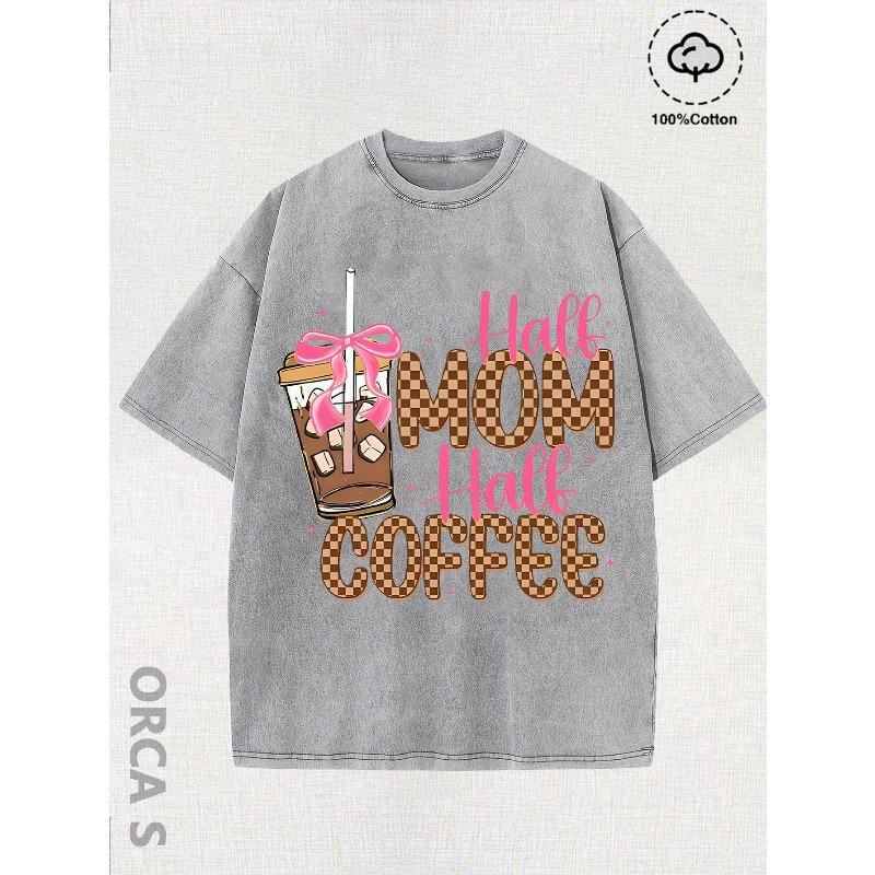 

European Size HANG IN THERE Skull Banana Flower Beach Graphic Print | Street Style Distressed Washed T-Shirt, Crew Neck, Short Sleeve, Loose Fit S серый