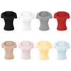 Design-Forward Women's Square Neck Short-Sleeve Two-Piece T-Shirt with Chest Pads - 2026 Trend