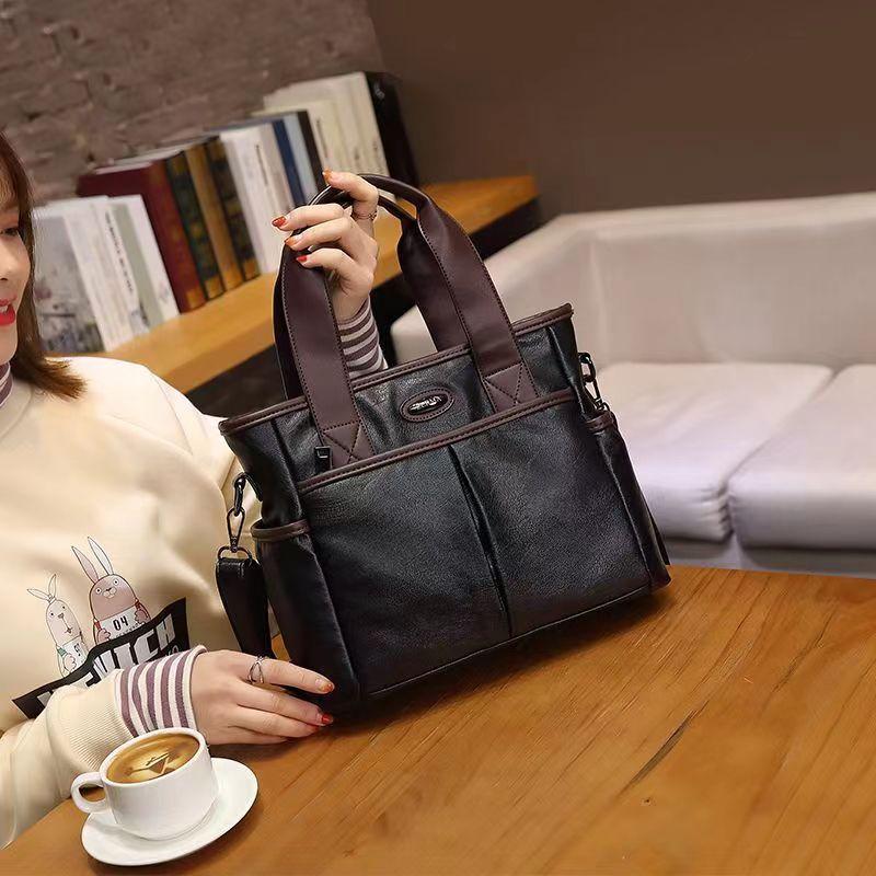 New Simple and Large Capacity Handbag  Korean Versatile Tote Bag  Shoulder Bag  Crossbody Bag  Soft Leather Bag  Women's Bag