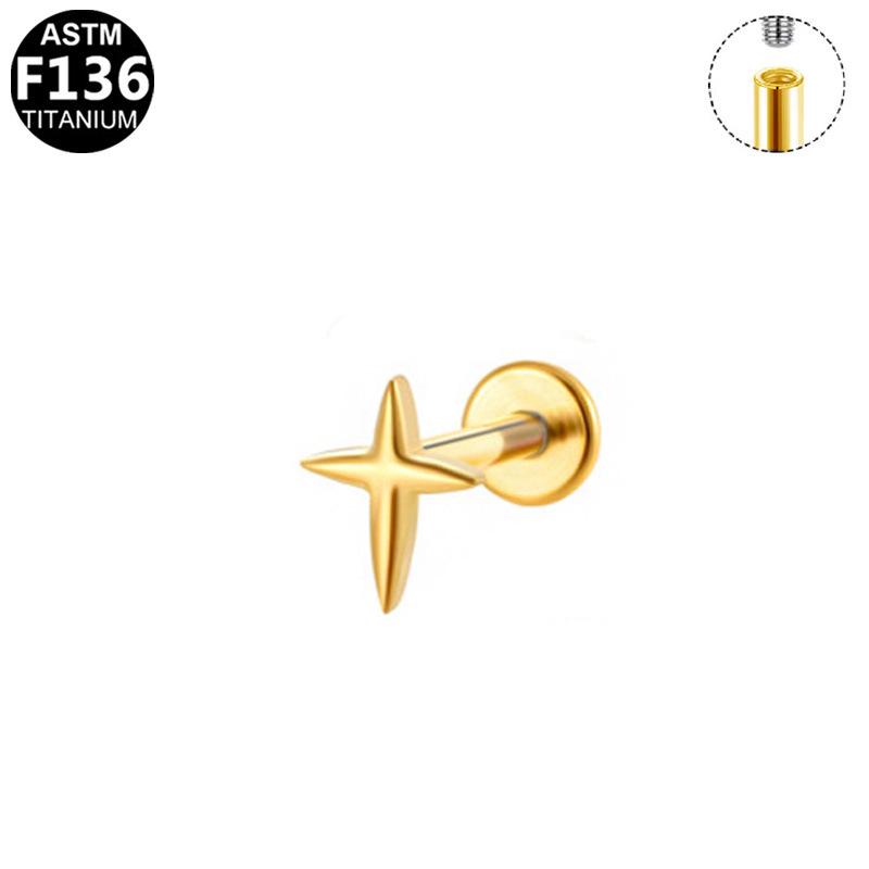 Polaris Titan Elchknorpel & Lippenstecker Ohrringe, G23 Innengewinde Piercingschmuck