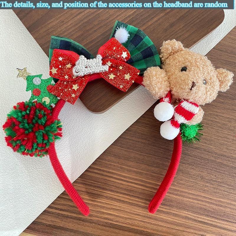1pc Women'S Christmas Plush Bear Bow Headband, Teddy Bear Plush Hair Accessory for Festive Occasions–Perfect for Women'S Fashion