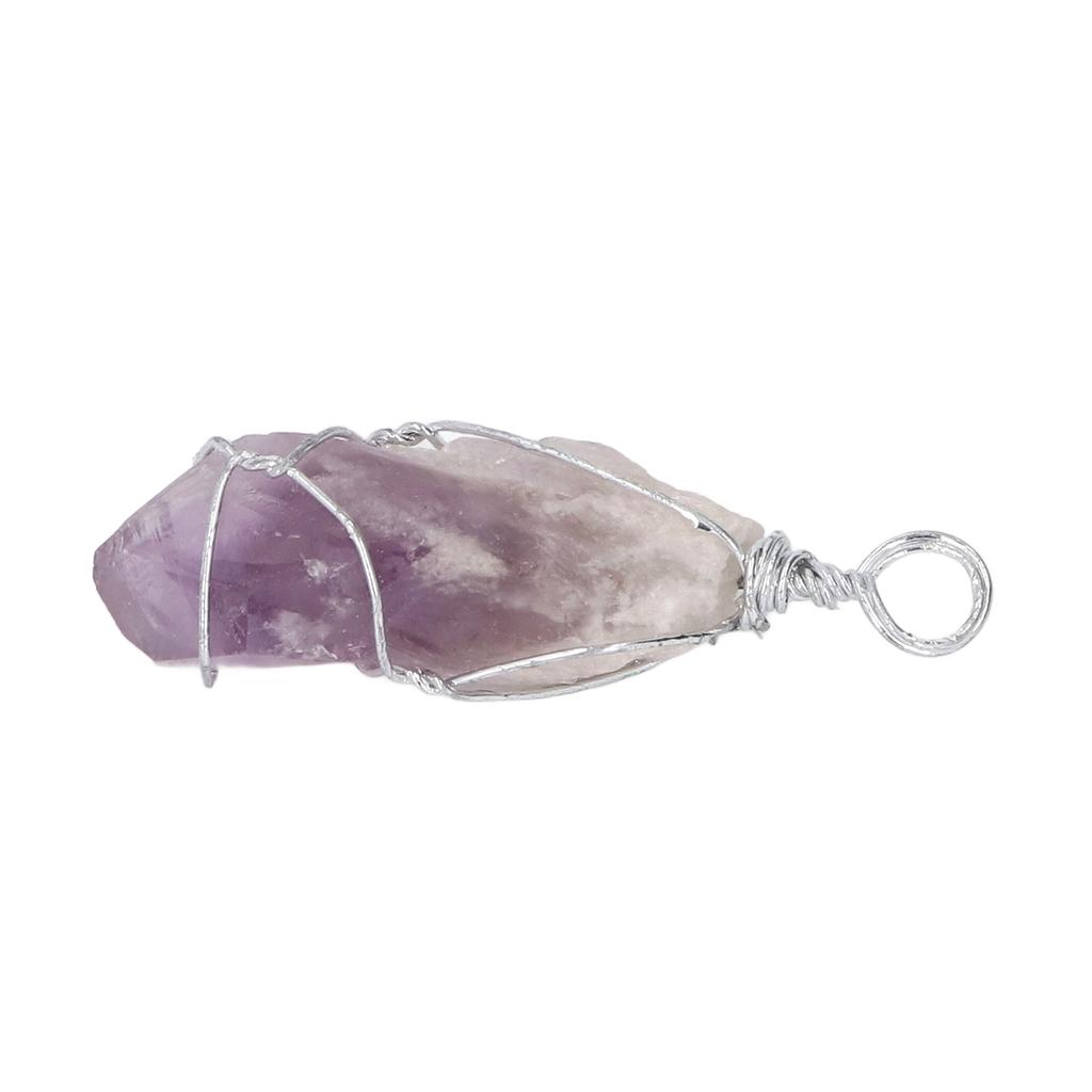 Stone Necklace Pendant Iron Wire Wrapped Nature Point Gemstone Jewelry for