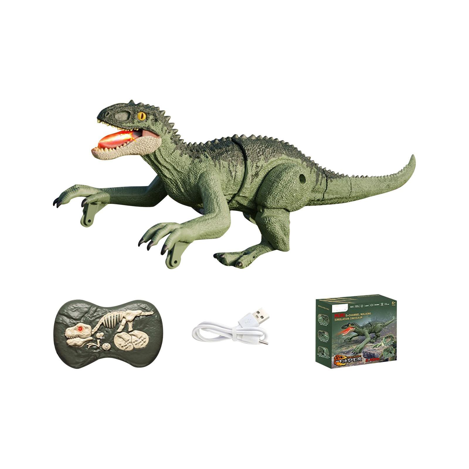 

Дитячий пульт дистанційного керування Велоцираптор Тиранозавр Рекс, 2.4G П ять симуляційних звуків і світла, Модель симуляції тварини для хлопчиків One Size