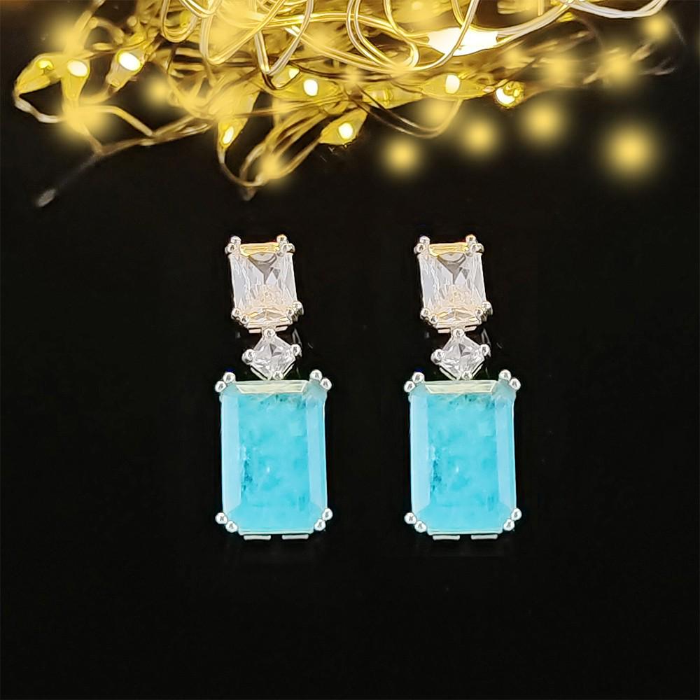 

Квадратные серьги с сапфиром для женщин: Современный, Элегантный Дизайн (e7438) небесно-голубой
