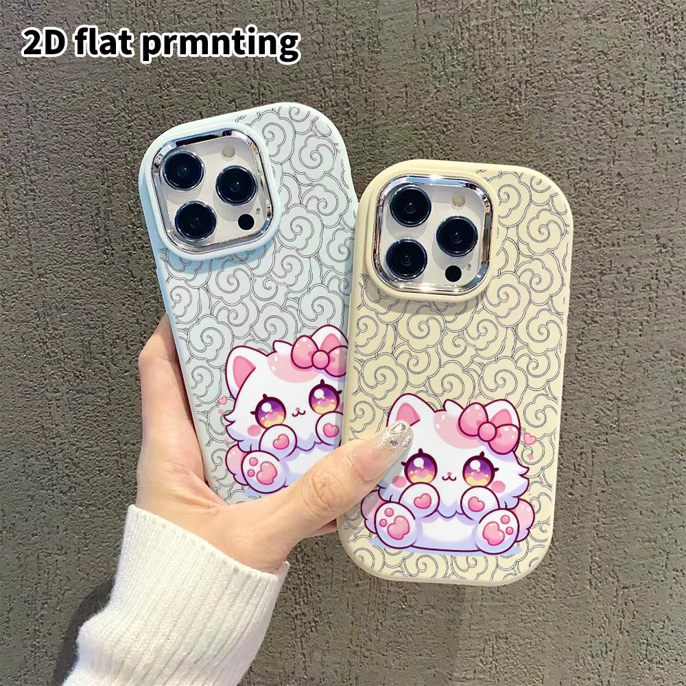 Phone Case: 2D Flat Design Suitable for iPhone 18 17 16 15 14 13 Pro Protective Case, Couple Style, Pink Paw Kitten, Christmas and Halloween Gift