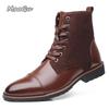Fashion Fashion Casual Shoes for Men Size 38-48 Solid Color Lace Up Autumn Winter Ankle Boots Male Leather Short Chelsea Boots for Man