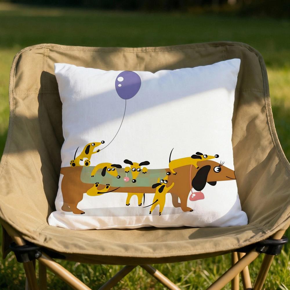 Cute Dachshund Dog Cushion Cover Soft Reversible Durable Pillow Cover MultiScene Use for Home Car Daily Comfort