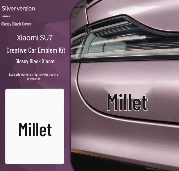 Beijing Xiaomi New Energy YU7 SU7 Blackened Sports Car Emblem - Personalized Xiaomi YU7 Blackened. Matte Black