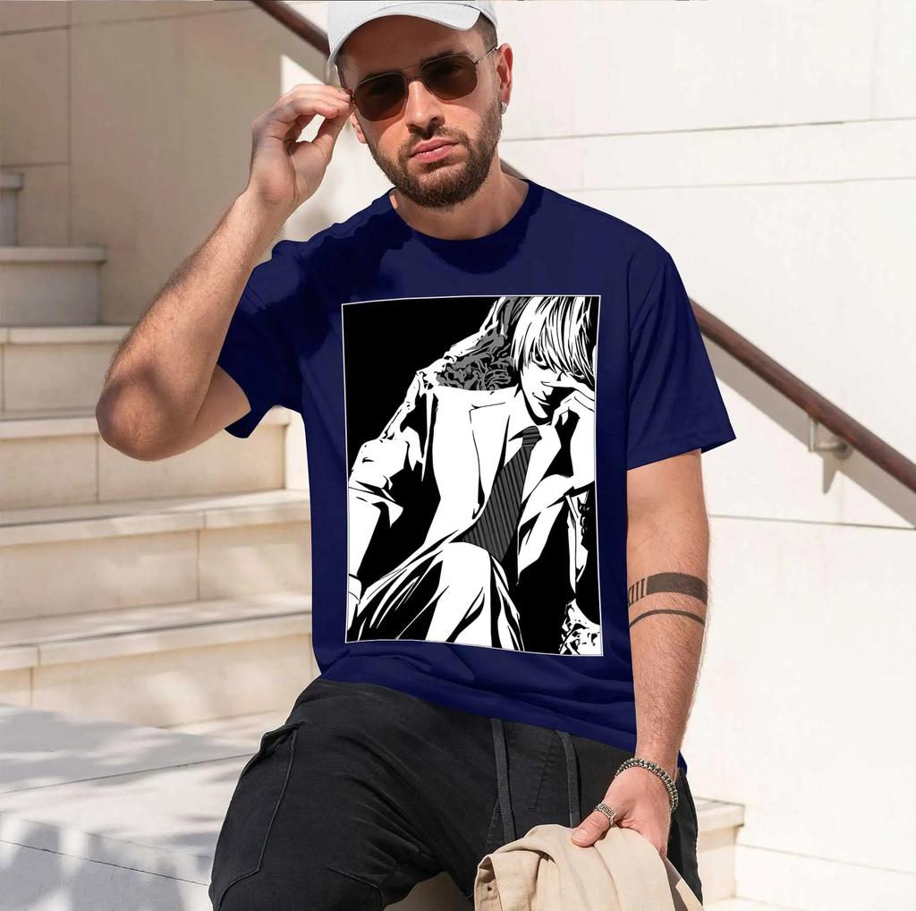 Yagami Tsuki 2026 New Fashion Heavyweight Hot Selling Retro Printed Pattern Fun Round Neck Tshirt For Daily Comfort