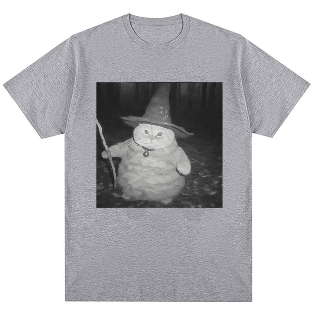 Fat Wizard Cat Funny Meme Graphic T Shirts Trend Humor Joke Novelty Men Women Short Sleeve Oversized 100% Cotton Vintage T-shirt