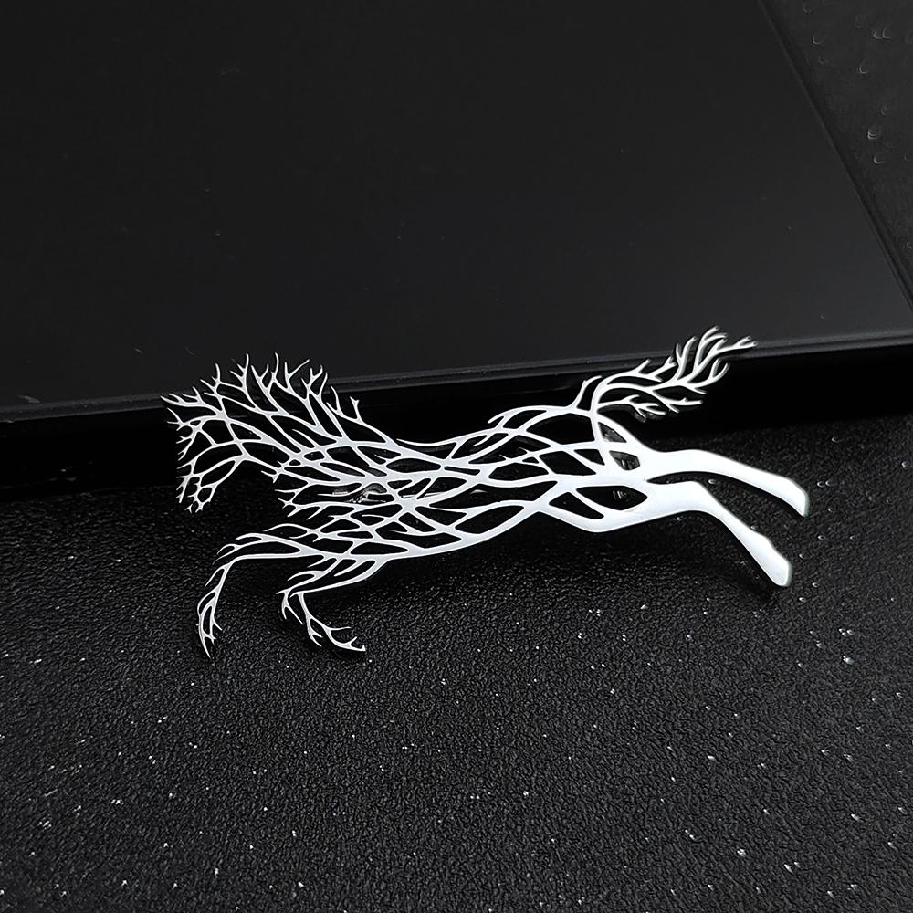 Stainless Steel Metal Horse Brooch Vintage Animal Brooches Jewelry Men Suit Clothes Pin Accessories