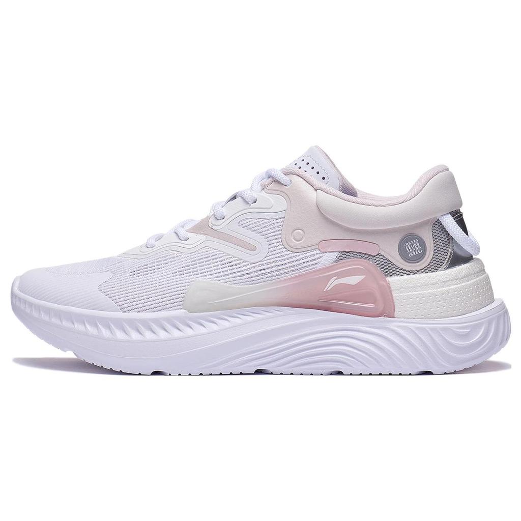 New LiNing Spark Lite Anti Slip Wear Resistant Low Top Sports Casual Shoes Women's White Gray Pink AGLT102-3