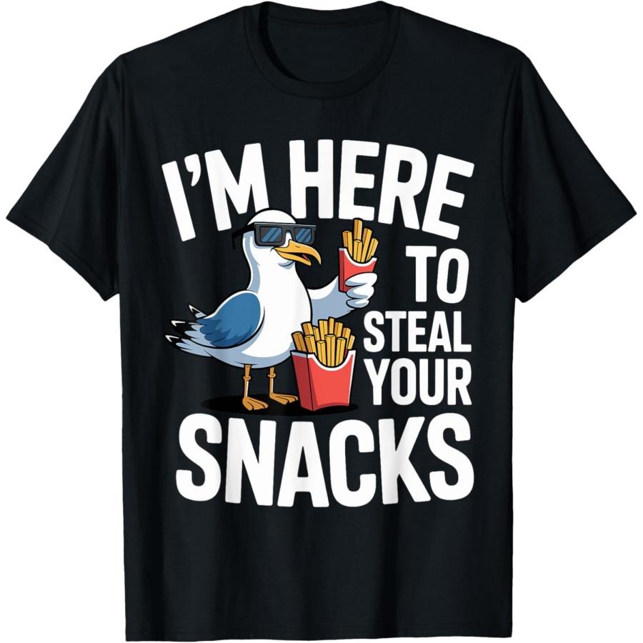 I m Here To Steal Your Snacks Seagull Summer Humor T-Shirt XXXXXL