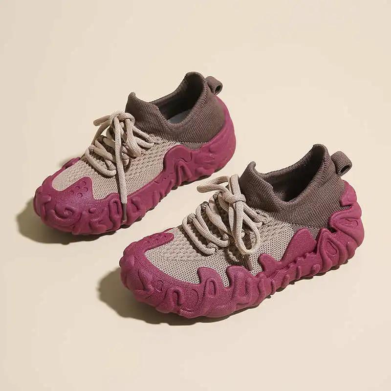 Height Up PU Leather Purple Shoes Woman Heel Orange Heel Sport Shoes Woman Sneakers Wholesale Casual Beskete High Quality