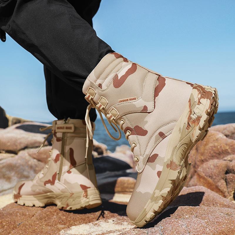 Men Camouflage Boots High-top Hiking Boots Outdoor Work Safety Shoes for Men Tactical Booties Jungle Training Boot Botas