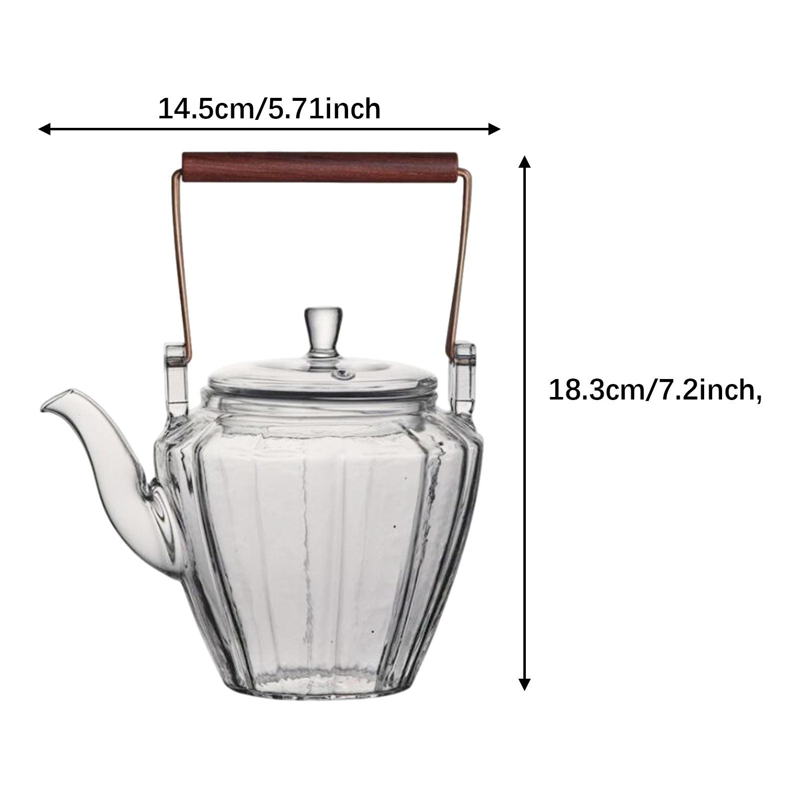 

Стеклянный чайник 500 мл/600 мл с деревянной ручкой, термостойкий стеклянный чайник для заваривания чая кунг-фу для домашнего офиса, чайной комнаты