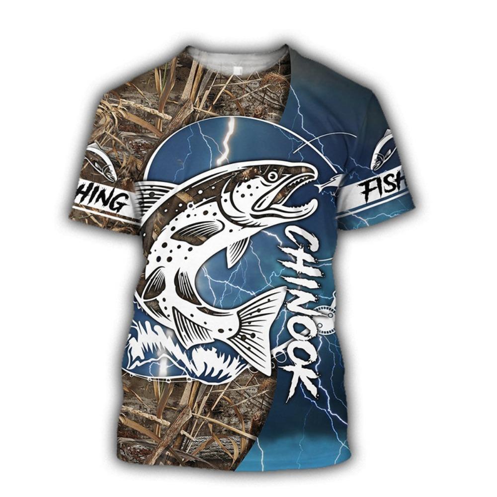 Men Fishing Graphic 3D Print Summer Tops Oversized Tee Shirts Short Sleeve Crewnack Fashion Casual Camisetas