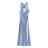 Za2024 Summer New Product Women's Clothes Open Back Sling Silk Satin Texture Sleeveless Long Dress 8226748 800