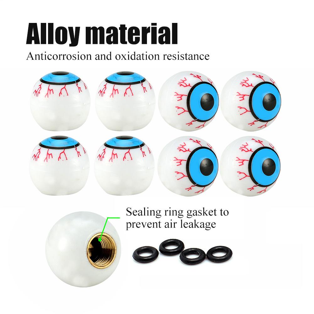 DSYCAR 4Pcs/Lot Eye Ball Wheel Valve Stem Caps Road Bicycle Valve Cap Motor Bike Car Valve Mouth Cover Tyre Air Valve Dust Caps Stem Caps1