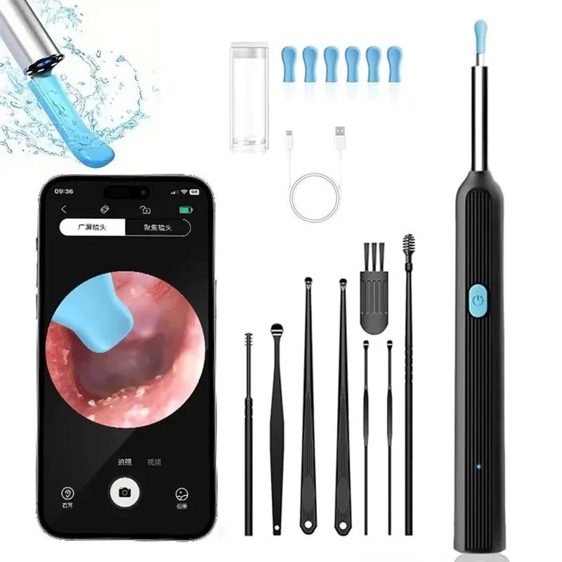 Smart Visual Ear Cleaner with Camera Ear Sticks USB C Charging Ear Wax Removal Tool WIFI Connection 6 LED Lights Earpick