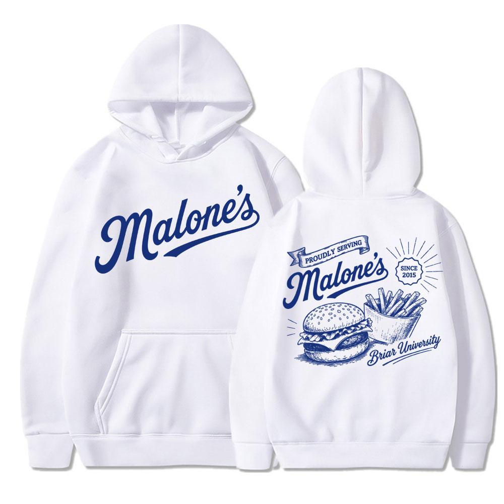 Off Campus Malone's Burger Graphic Hoodie Men Women Fashion Vintage Harajuku Long Sleeve Oversized Tracksuit