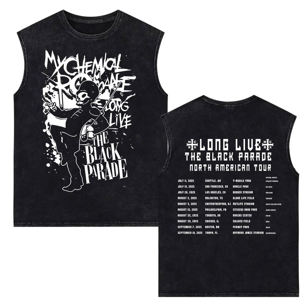 

My Chemical Romance Vintage Washed Tank Tops Men Women Retro Punk Emo Rock Band Sleeveless Vest T Shirts Men s Oversized T-shirt S