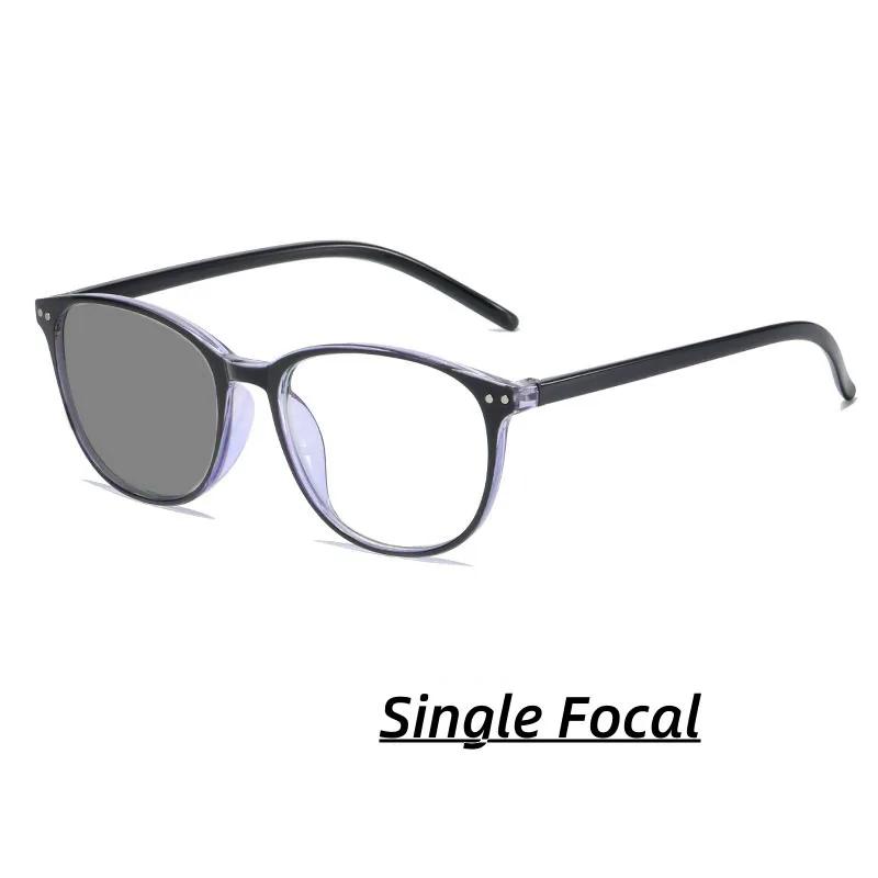 

Женские круглые фотохромные очки для чтения, модные HD-мультифокальные очки с изменением цвета, мужские, анти-синие, сверхлегкие, пресбиопия 0+4,0 +400