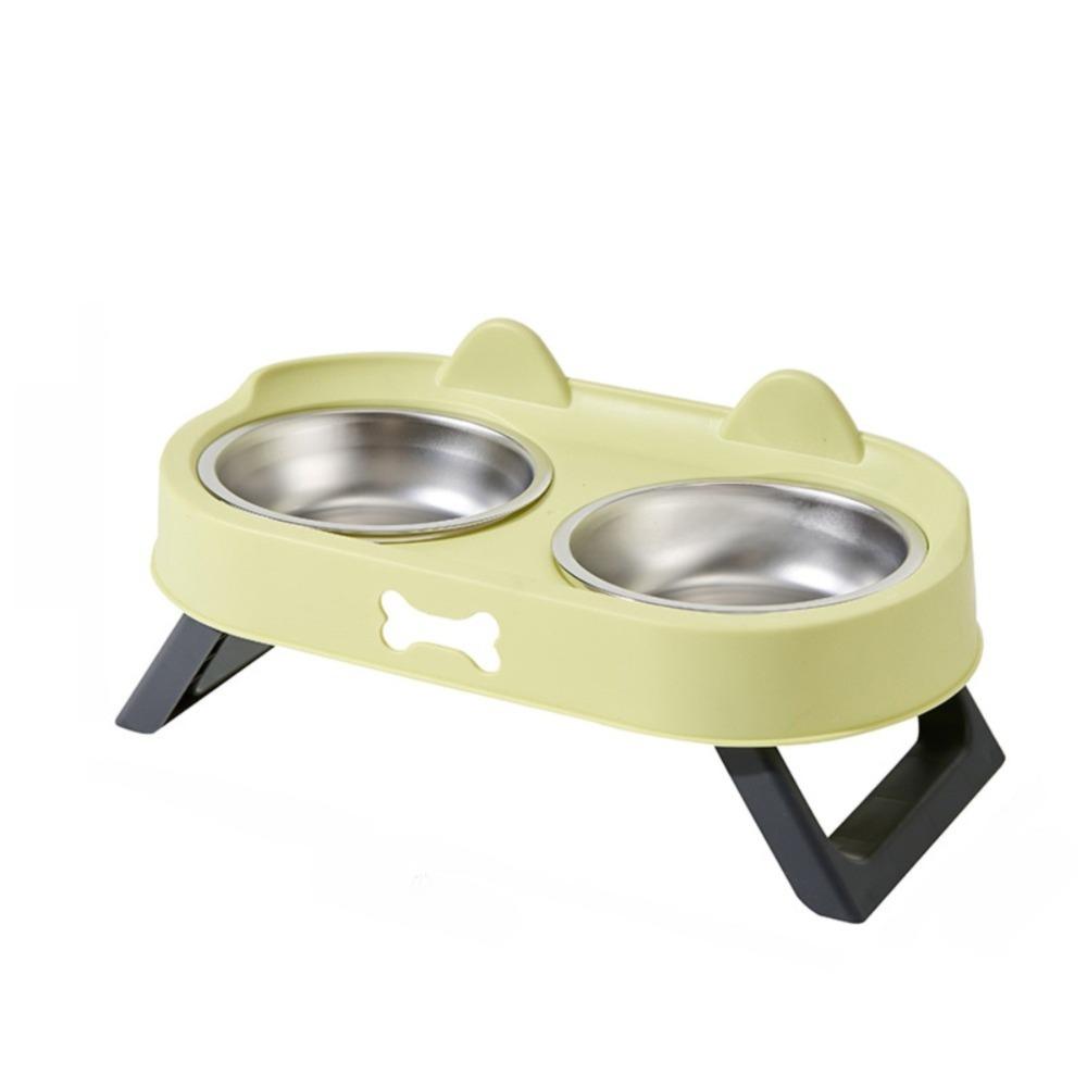 Stainless Steel Raised Pet Feeder Double Bowl Cat Feeding Dish Elevated Cat Bowl For Cats