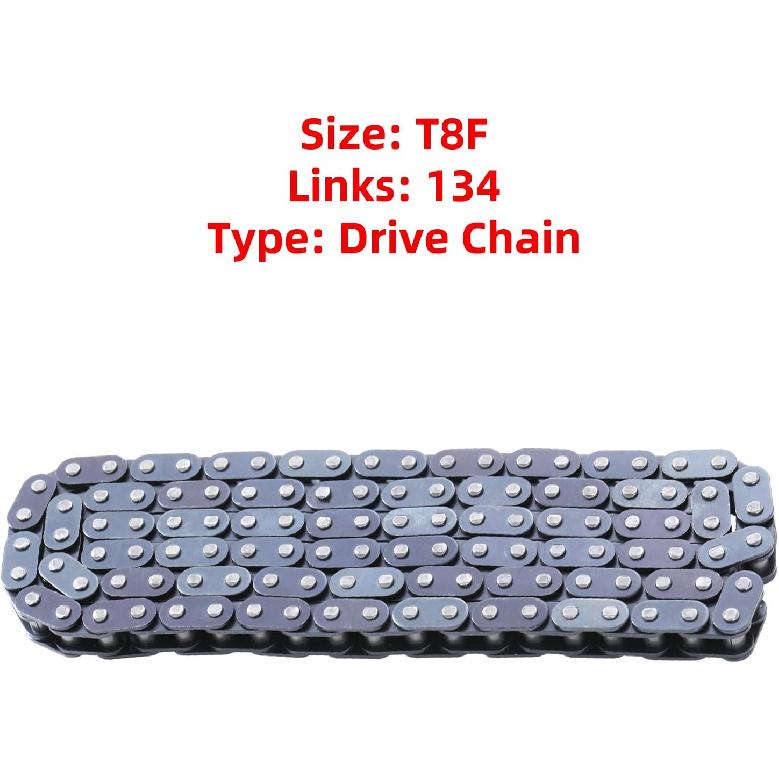 KAMIER T8F Drive Chain 134 Links Heavy Duty For 49Cc 50Cc 2-Stroke GB Syx Moto Holeshot Metotec Xtreme X-Pro SSR Coolster Kids Pit Dirt Bike 4C 47Cc