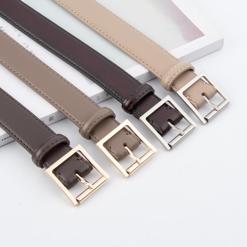 Square Buckle Genuine Leather Women's Belt 2.8 Cowhide with Jeans Casual Pants Decorative Women's Versatile Belt