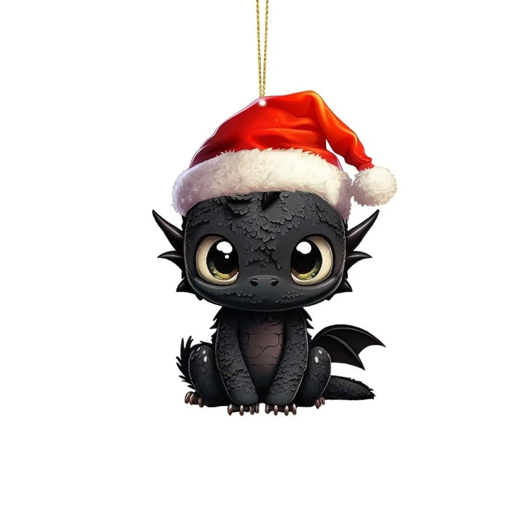 Charming Cartoon Christmas Dragon Car Decor Bright Festive Hanging Ornament Homes For
