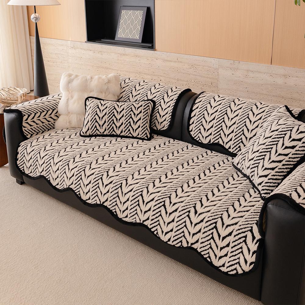 Winter Plush Sofa Cushion Soft For Living Room Cotton Velvet Anti-Slip Home Protection Cover For Autumn And Winter Use