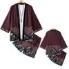 2026 New national style Hawaiian vacation ukiyo-e painted seven-quarter-sleeved Taoist robe 3D printed carp kimono cape