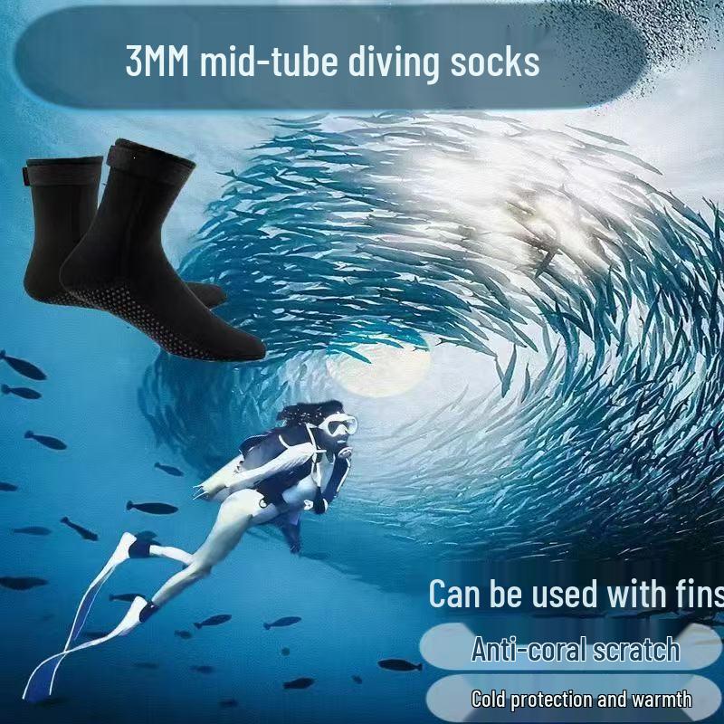 3/5mm Unisex Non-slip Thickened Diving Socks for Cold Protection and Warmth In Winter Swimming, Snorkeling, and Surfing.