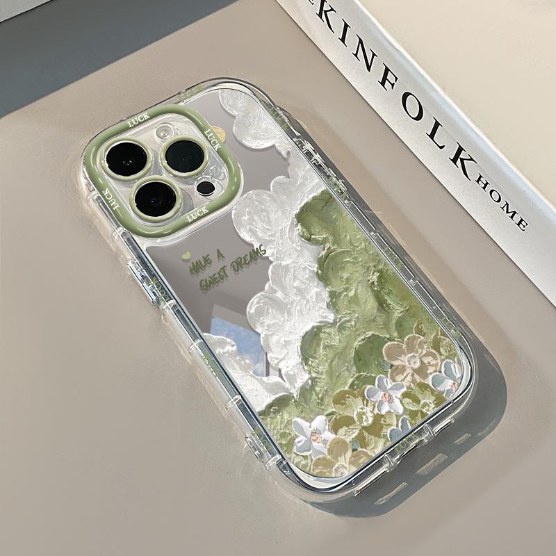 

Масляная живопись цветы с iPhone16promax кремовое зеркало чехол для мобильного телефона масляный новый мультяшная идея Apple 16e