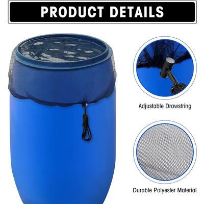 Rain Barrels Mesh Cover With Drawstring Rain Barrel Netting Screen Preventing Fallen Leaves Debris and Small Objects Rain Barrel Net Cover