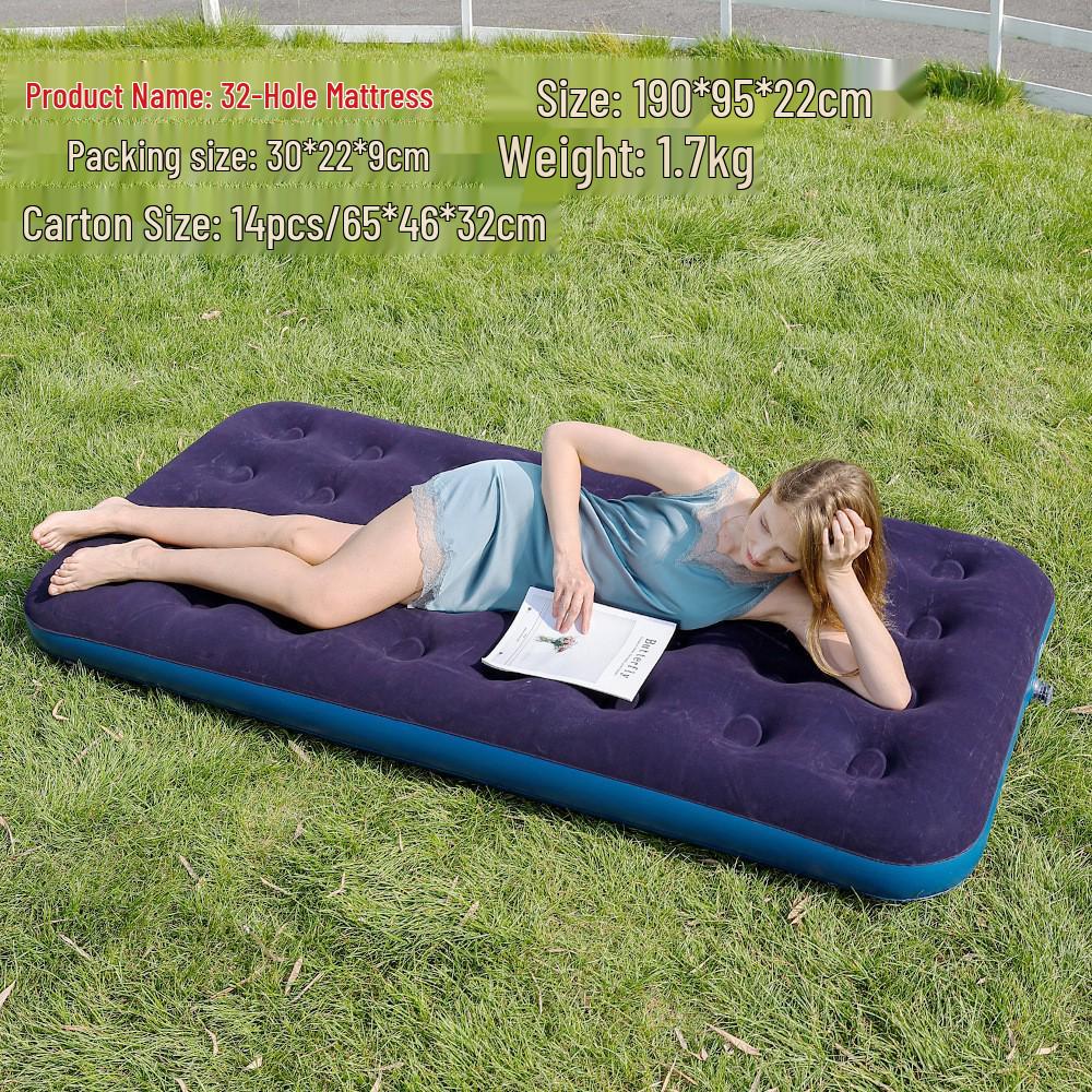 Portable Inflatable Flocking Mattress - Comfortable, Lightweight, Thickened Air Cushion for Overnight Sleep and Naps