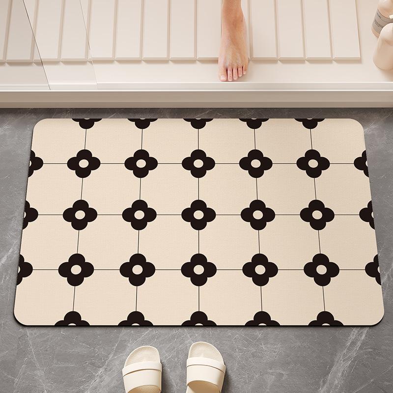 

Modern Simple Diatom Mud Ground Surface Mat Bathroom Water Absorb Anti slip Pad Household Bathroom Door Wear-resistant and Soil Resistant Foot Mat 50 * 80Cm