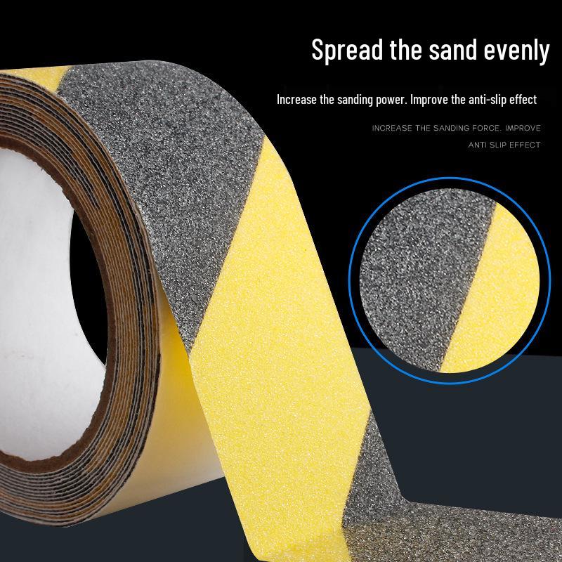 Black & Yellow Extra Adhesive Anti-slip Tape - PVC, Two-color, Frosted, Thickened, Twill Design for Stairs and Steps
