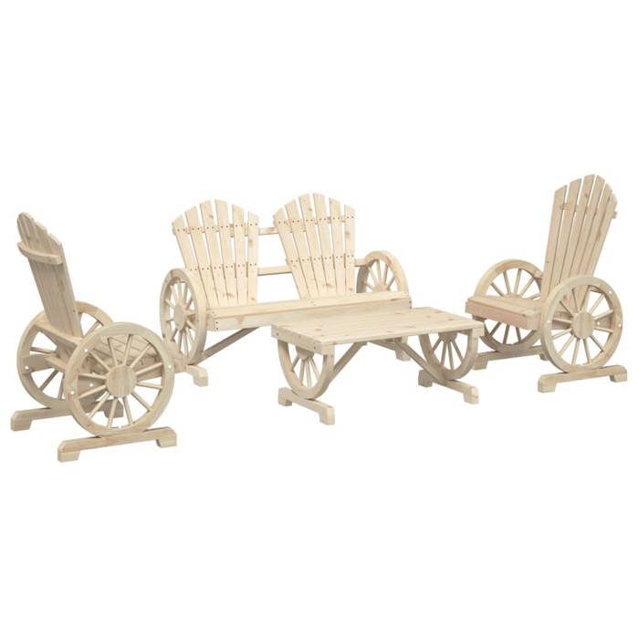 VidaXL Garden Lounge Set 4 Pcs, Seats with Backrest and Armrests, Furniture Set, Patio Terrace Furniture, Wood of 3207125